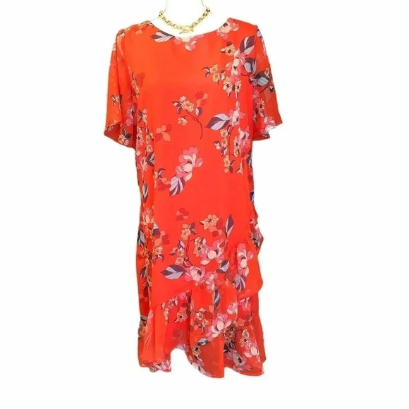 𝅺A. New. Day red flower dress size medium - Picture 2 of 12